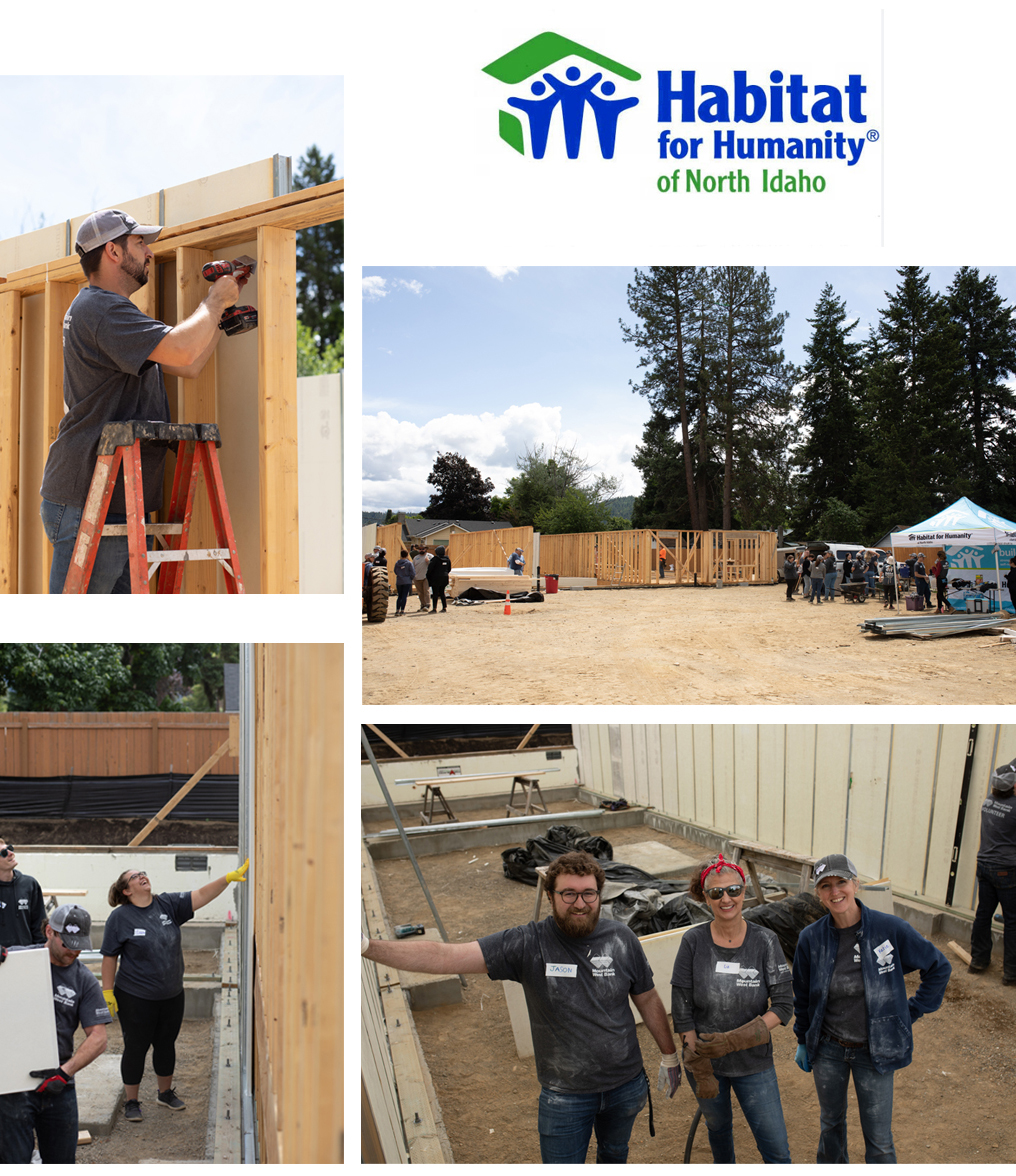 Collage of MWB staff helping at a Habitat for Humanity site in North Idaho