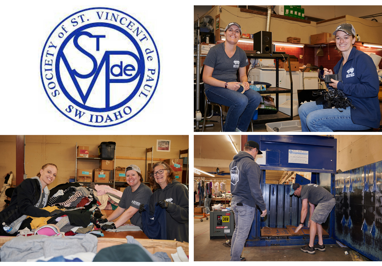 Collage of staff helping at St. Vincent DePaul of SW Idaho